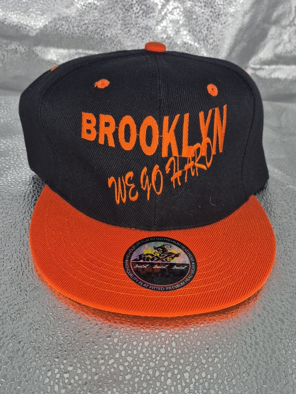BROOKLYN We Go Hard Orange and Black Snapback Hat - New